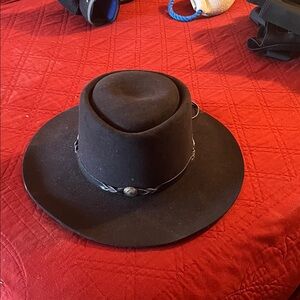 Elegant Black Felt Cowboy Hat with Silver Band